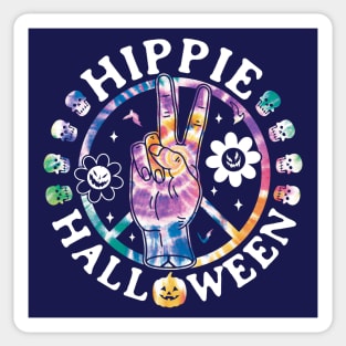 Hippie Halloween - Tie Dye Halloween Retro Groovy Flower Peace sign Sticker